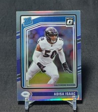 Adisa Isaac Silver Prizm Holo Rated Rookie 2024 Optic Card #202 Baltimore Ravens. rookie card picture