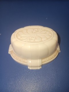 Vintage Art Deco Celluloid Cream & Aqua Blue Velvet Lined Presentation Ring Box