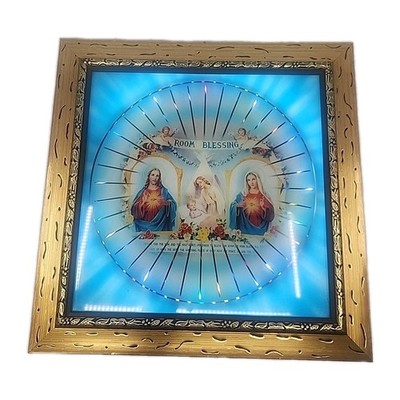 Vintage Room Blessing Psychedelic Spinning Light Up Religious Kaleidoscope Art