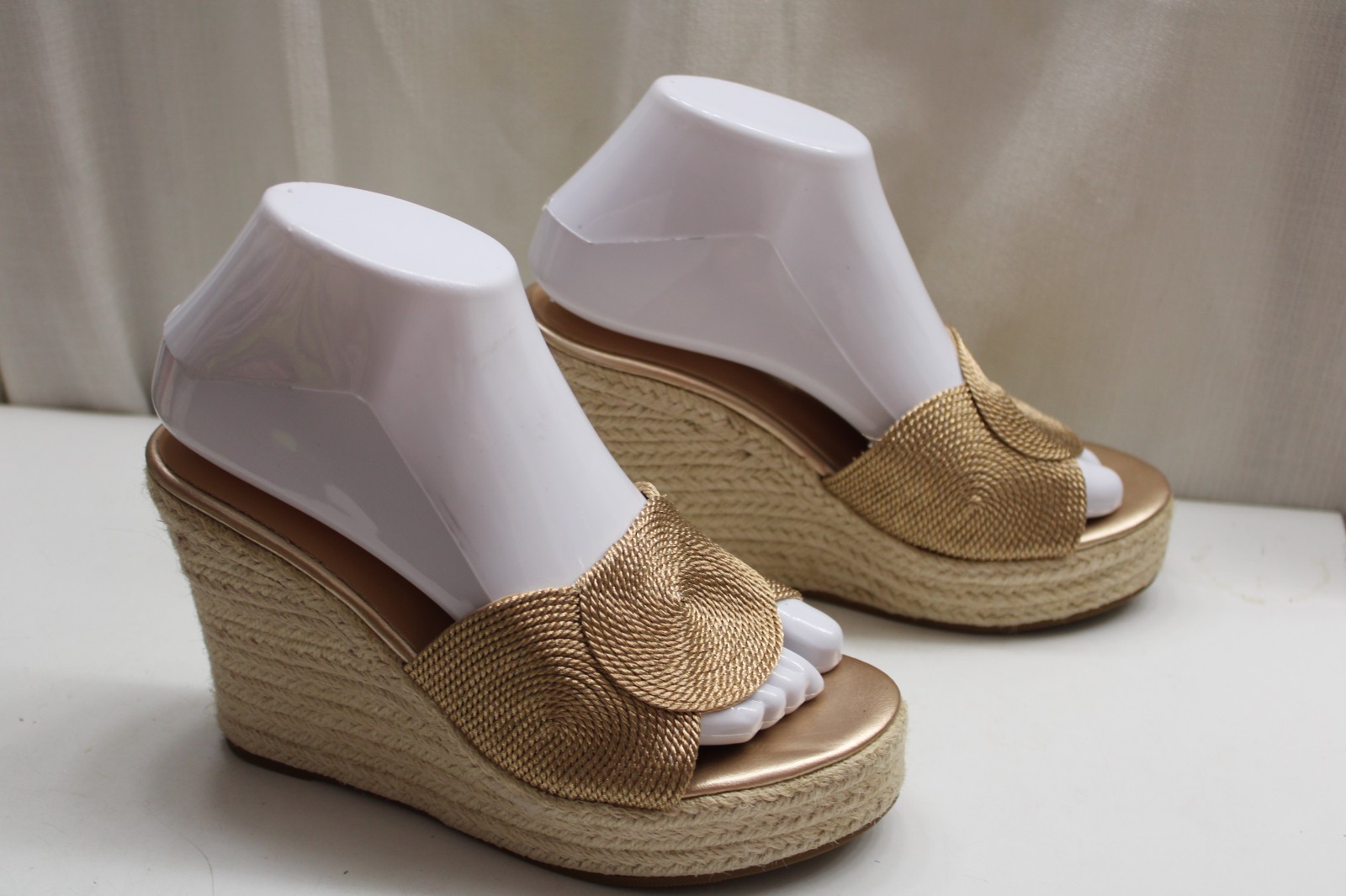 PANTOFOLA D’ORO Sandalo espadrillas platform ciabatta punta quadrata scavata ORO slip on juta 6