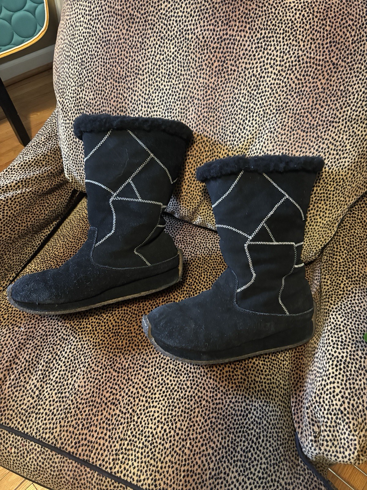 ugg black suede patchwork boots - image 1