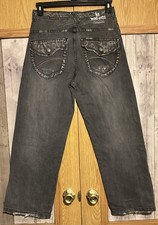 Eck Unltd: Youth Sz 16 Dark-wash Distressed Denim Straight Leg Fade Black Jeans