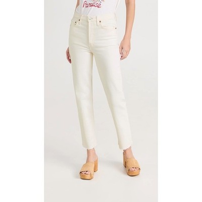 Redone 70s High Rise Stove Pipe Stretch Jeans Vintage White NWT Women 23