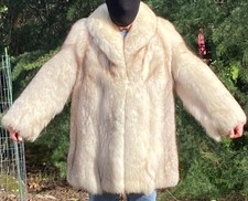 Plush Blue Fox Fur Coat Size L-XL, Very Good condition.