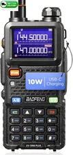 UV-5RM Plus 10W Ham Radio Handheld UHF VHF AM FM NOAA USB-C 999CH CHIRP Ready