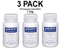 Pure Encapsulations, Lithium Orotate , 3 PACK, 1 mg, 90 Capsules 270 total 
