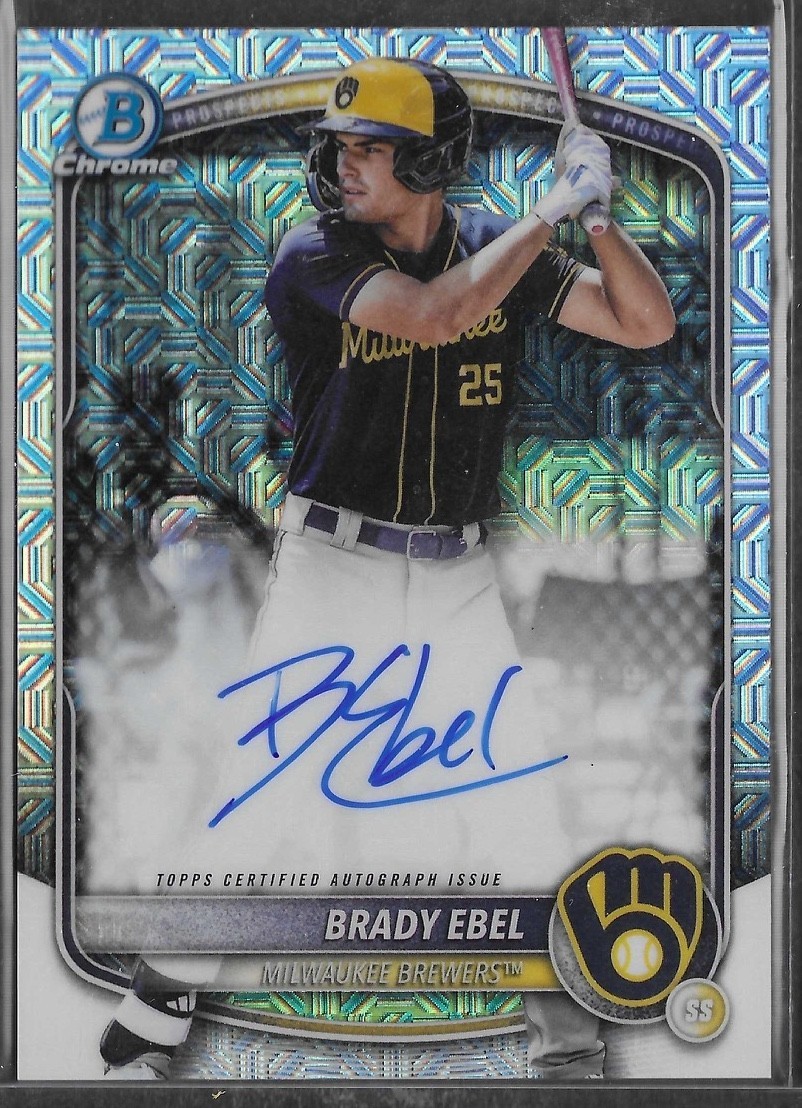 2025 Bowman Draft #BMA-BE Brady Ebel Mega Auto Milwaukee Brewers