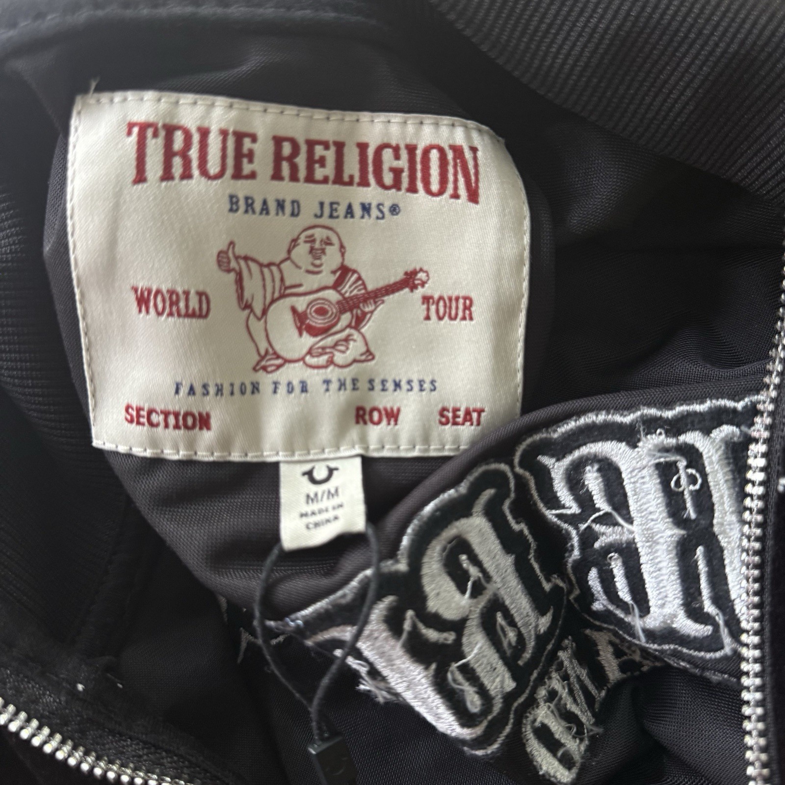 True Religion Jacket Velvet Big T Mock Zip Up Logo Men’s Medium New thumbnail 5