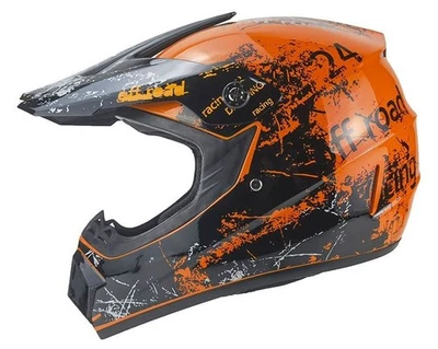 FUNSPORT-FACTORY Crosshelm Helm Kinderhelm Motorradhelm Motocross Racing orange Motorrad Quad