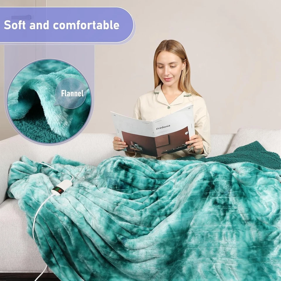 Электрическое одеяло с подогревом плед 50 x 60 дюймов размер искусственный мех нагрев одеяло машинная стирка - Изображение 4 из 4