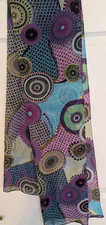 70S THEME SCARF PURPLES/GREENS, GEOMETRICS, 19" X 62"
