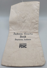 Vintage Jackson County Bank Cloth Bank Bag – Seymour Indiana –Money Deposit Sack