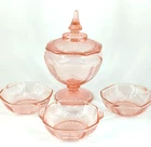 Hocking Pink Princess Depression Glass Covered Candy Dish & dessert/fruit bowls
