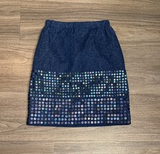 Vintage 1980's NWOT Gene Ewing dark Denim sequin miniskirt size 8