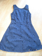 NEXT NAVY FLORAL LINED SLEEVELESS ZIP CLOSURE POLY SHIFT UK 14
