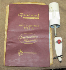 Garrard Type A Turntable Manual, Head Shell With VRII Cartridge, 45 Adapter