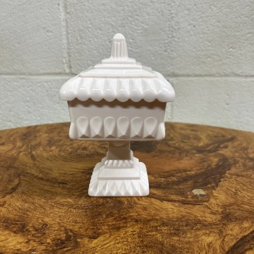 Jeanette Pink Milk Glass 6" Wedding Bowl With Lid Candy Dish