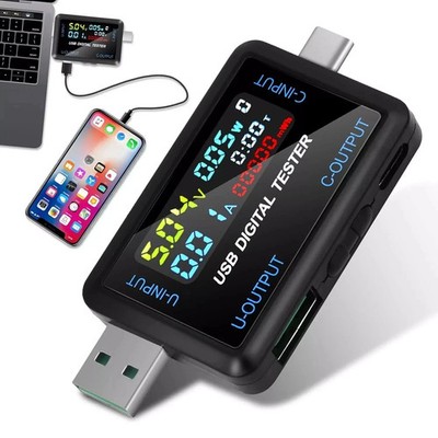 USB-C and USB Tester 2 in 1, DC 4.5-36 V Current Voltage Volt Meter