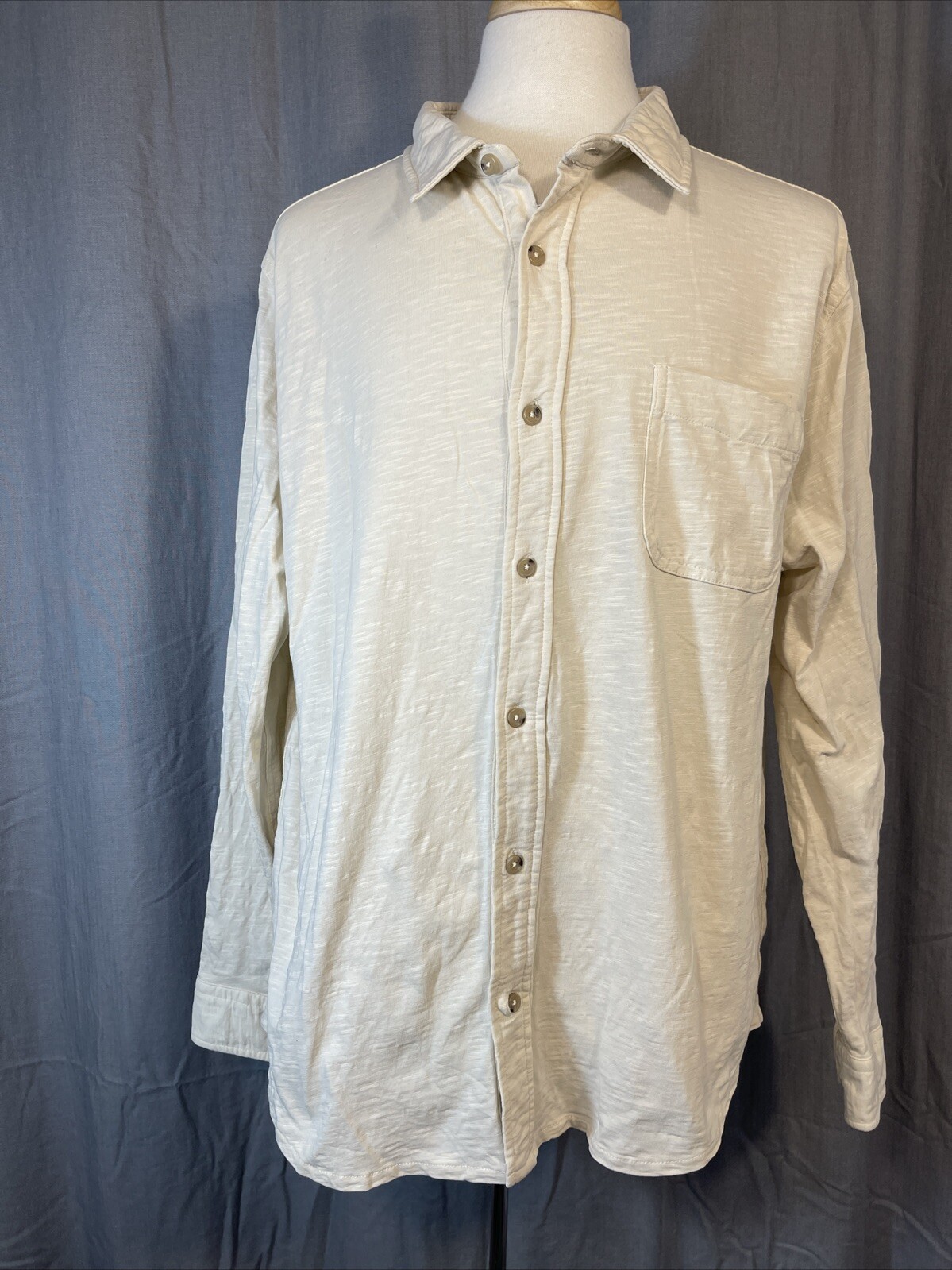 J. Crew Knit Button-Down Shirt Mens XXL Ivory Soft BB775
