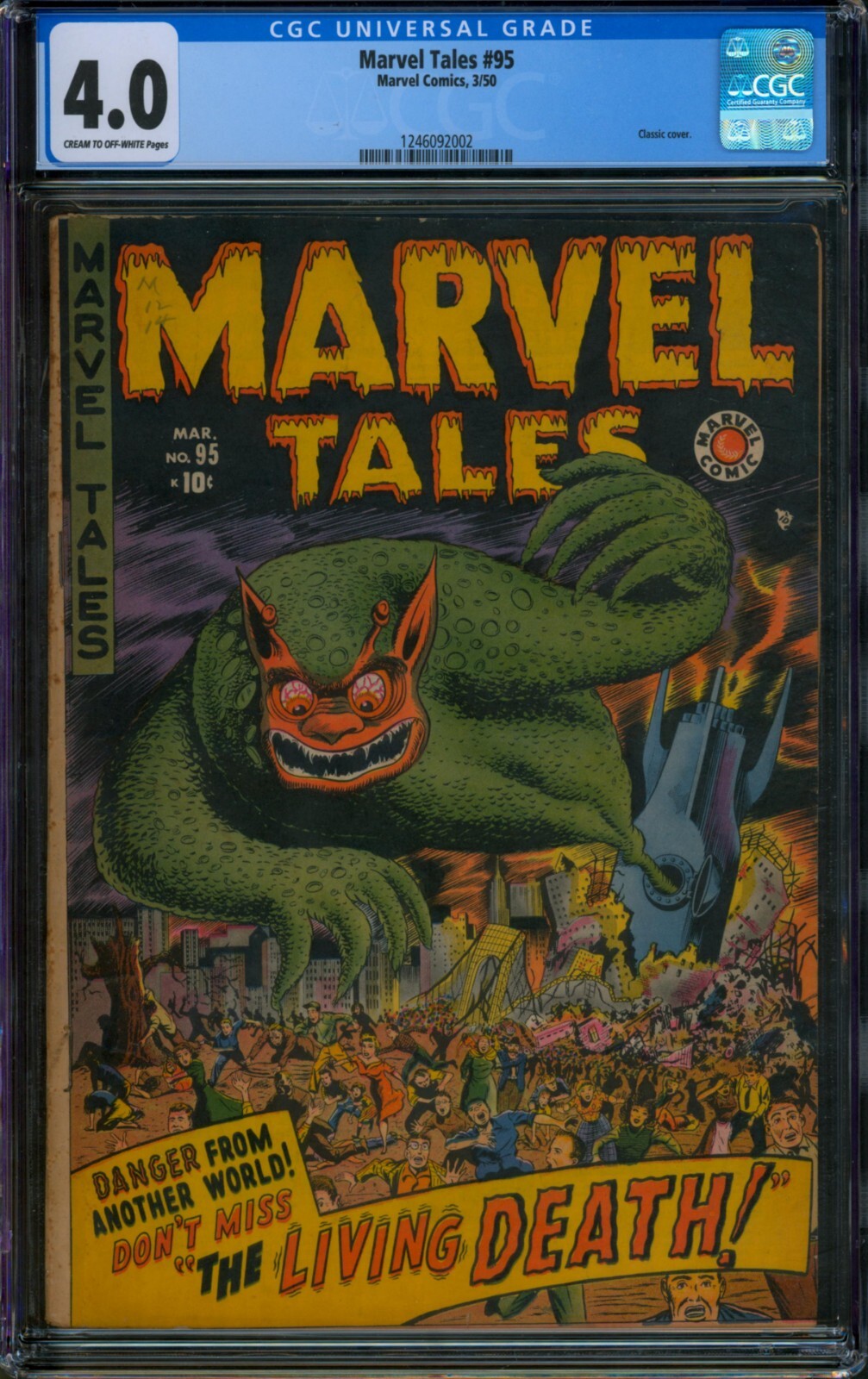 MARVEL TALES #95 (1950) 🌟 CGC 4.0 🌟 Classic Pre-Hero Monster Cover! RARE