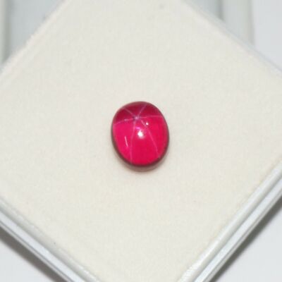 6 Rays Red Star Ruby Natural gemstone Oval cabochon Certified Ruby 6.00 Ct. Gem