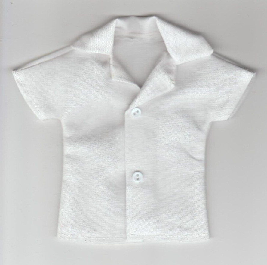 Homemade Doll Clothes-Solid White Shirt that fits Ken Doll B