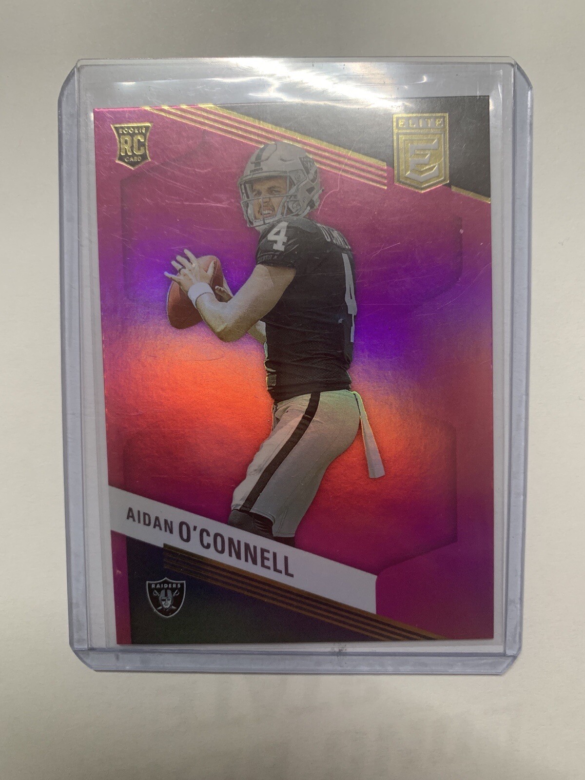 2023 Panini Elite Football Aidan O’Connell Pink Parallel RC #101