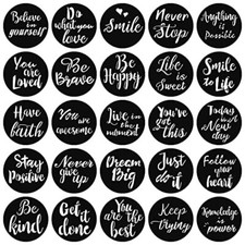 25 Creamy White Word Stencils Set Diy Home Decor Reusable 3X3 Inch Crafts