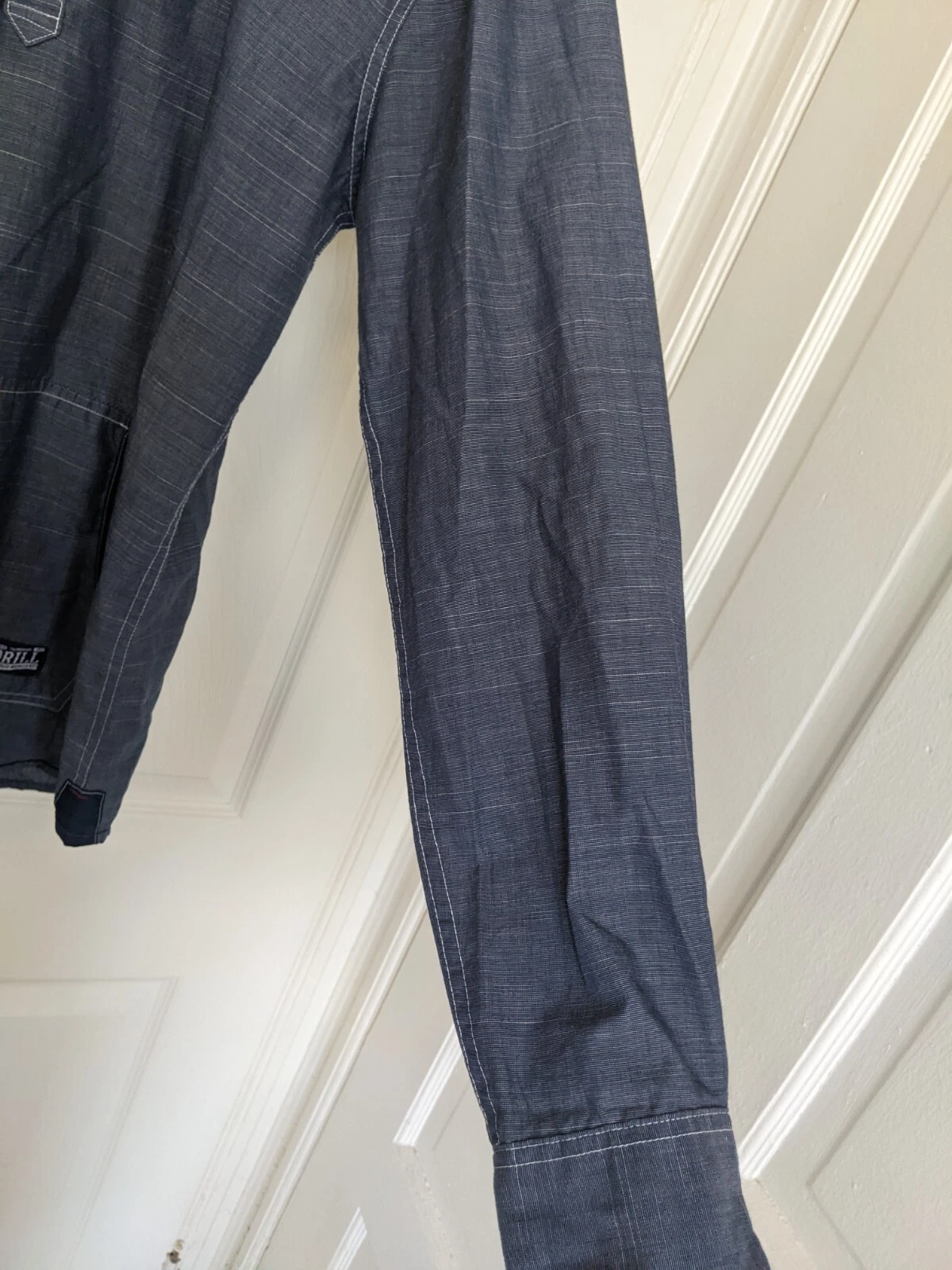 VETEMENTS CAMICIA HENLEY FELPA CON CAPPUCCIO BLU MEDIO BROOKLYN NYC