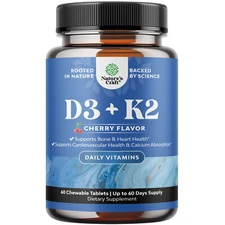 Vitamin D3 2000 IU Tablets with K2 MK7 Supplement for Immunity Bone Joint Heart
