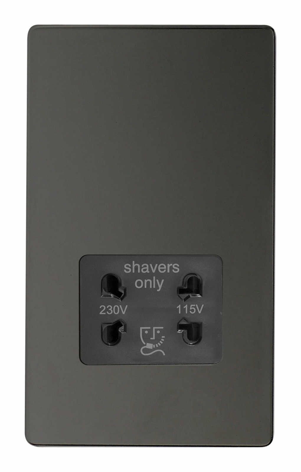 Varilight XDISSBS Screwless Iridium Black Dual Voltage Shaver Socket 230V/115V
