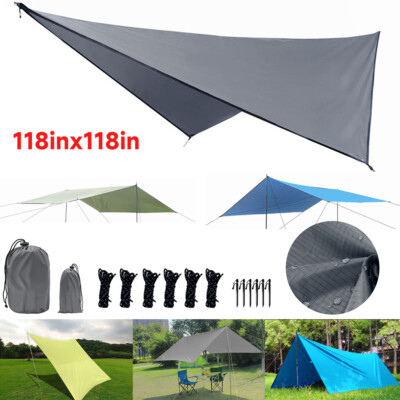Hammock Tent Tarp Shelter Rain Sun Shade Camping Portable Picnic Outdoor  Mat Pad