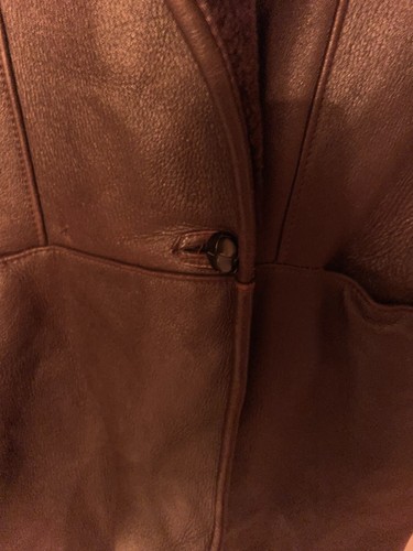 EDWARDO BASSONI Genuine Shearling Leather Coat Jacket Women's XL USA Made VTG - Picture 2 of 9
