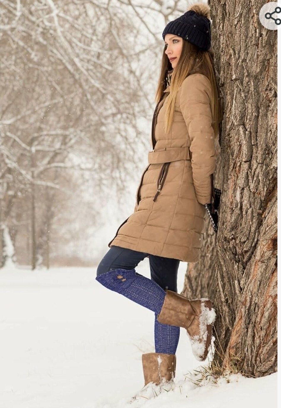 NWT Tipi Toe Marled Light Blue Cable Knit Knee High Boot Socks Over Knee Socks