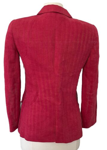 Giorgio Armani Jacket Women's 42 6 Borgo 21 Textured Linen Raspberry Pink Fitted - Picture 4 of 13