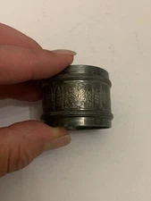 Antique Victorian Etched Florals Silver Plate Napkin Ring Monogram C