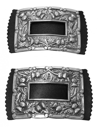 Stunning Solid Pewter Thistle Design Brogue Shoe Buckles - 第 1/1 張圖片