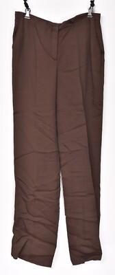 NWT BRIONI Brown Wool Flat Front Straight Leg Lightweight Pants 12 (EU 48)