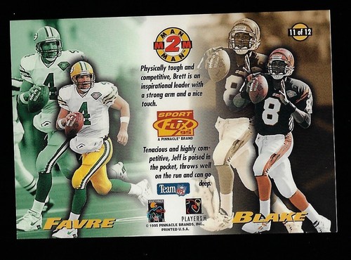1995 Sport Flix ~ Brett Favre & Jeff Blake 'MAN 2 MAN' Insert card #11 of 12 - N - Picture 2 of 2