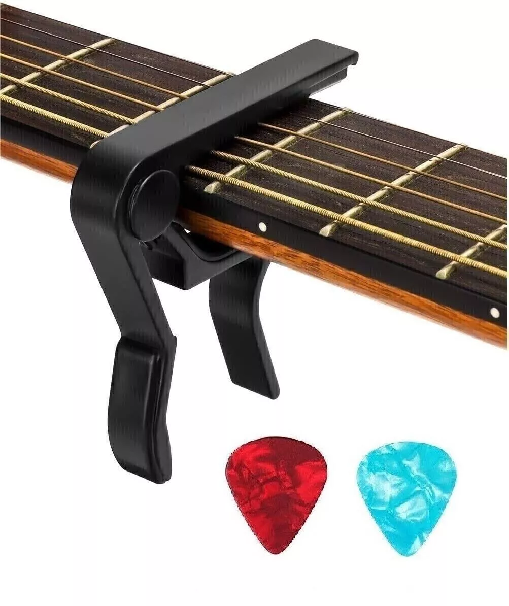 Guitar Capo Quick Release Trigger Clamp With 2 Picks for Electric Acoustic