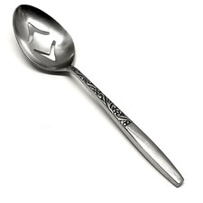 Epic Forged EPS9 Stainless Black Acc Floral Satin Pierced Serving Spoon Flatware