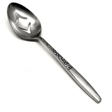 Epic Forged EPS9 Stainless Black Acc Floral Satin Pierced Serving Spoon Flatware