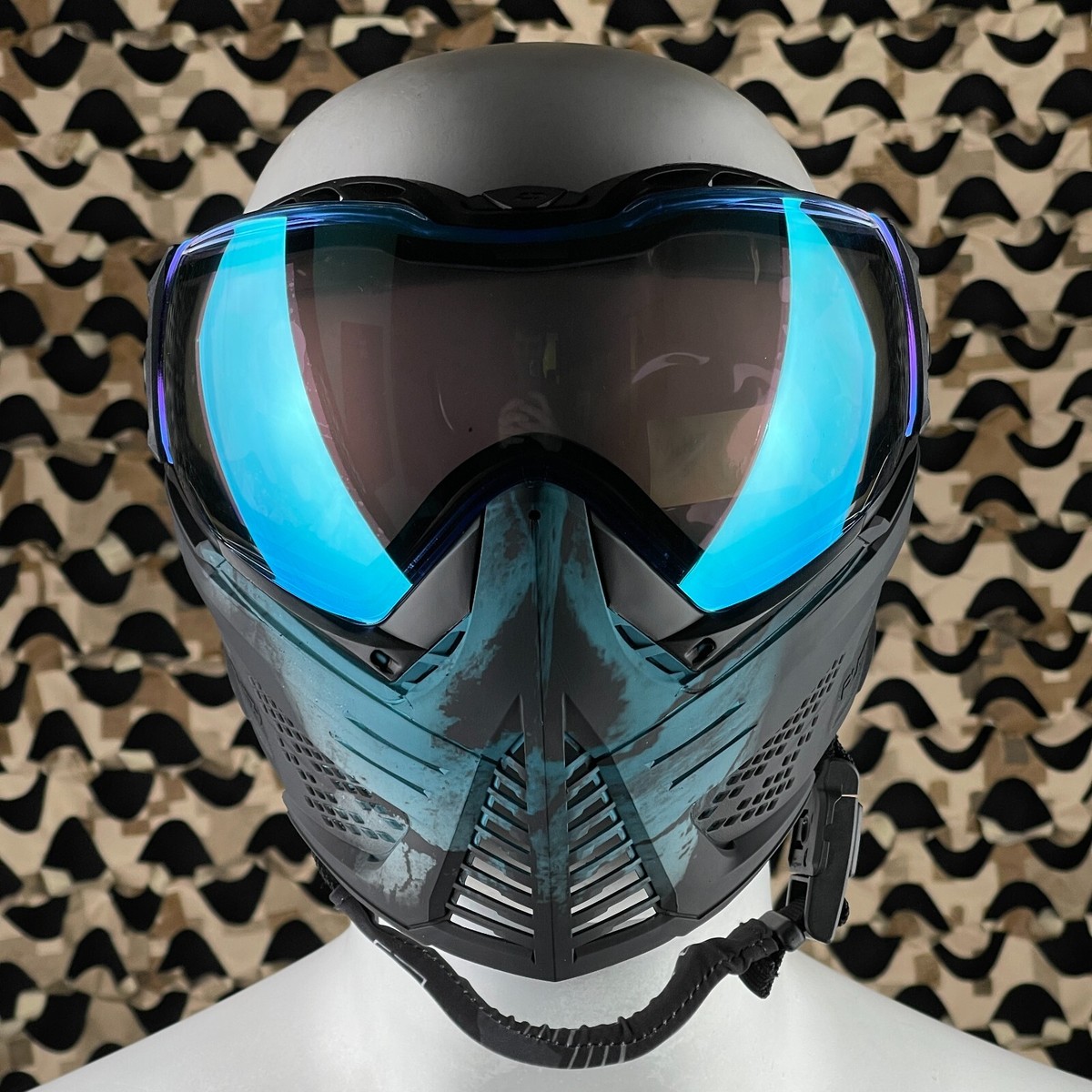 NEW Push Unite Paintball Mask - Infamous Blue Fade Skull - Chrome