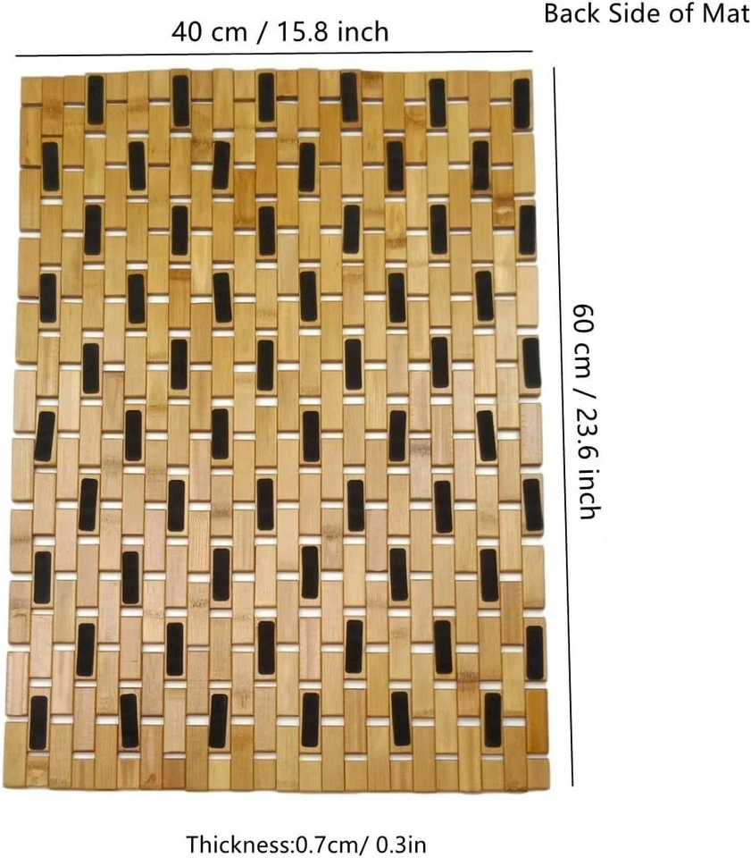 Alfombra Bambú Baño Ducha Baño Suelo Madera Antideslizante Madera Natural Foto 3 de 4