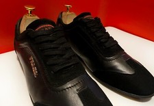 $789.00 !! PRADA MEN'S LUXURY BLACK LEATHER SNEAKERS SHOES MARKED SIZE 38