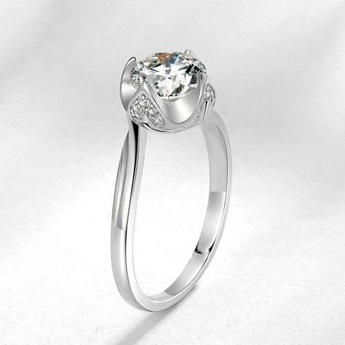Anillo de compromiso hecho a mano corte redondo de 1,5 quilates AAA CIRCONITA 925 plata regalo para mujer talla 4-9 - Imagen 3 de 16