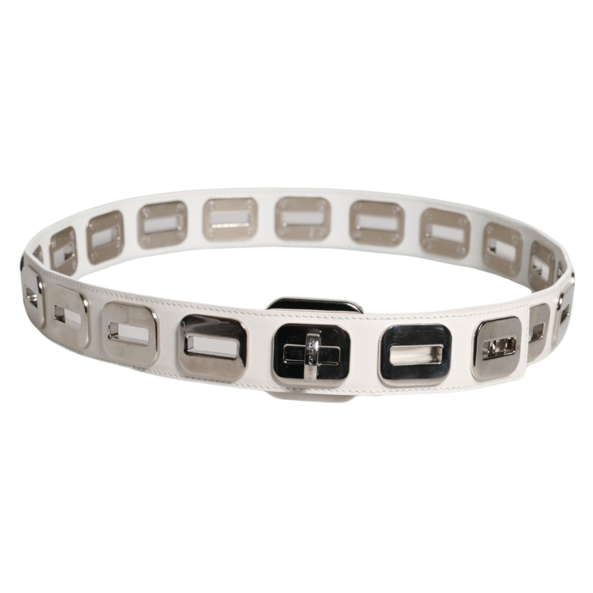 小物 DOLCE&GABBANA buckle White leather belt Belt with DG logo buckle