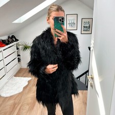 Oasis Black Faux Fur Coat Jacket Spring Autumn Winter S Staple Capsule Wardrobe