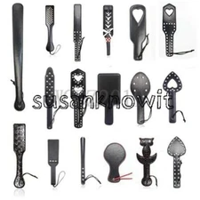Pu Leather Binding Flogger Firlting Whip Paddle Tickler Forceplay Punishment