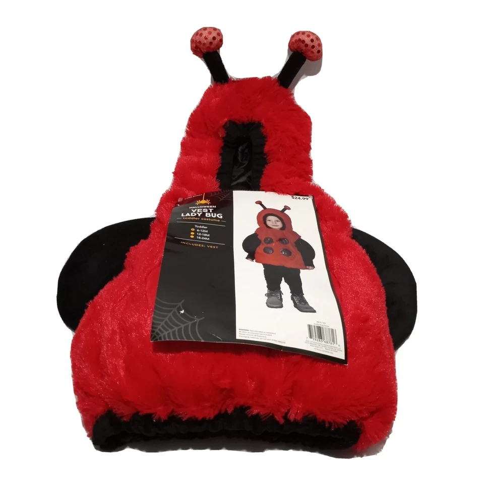 Disfraz de peluche juguetón para niñas talla pequeña negro y rojo dama insecto 6-12 meses Foto 3 de 3